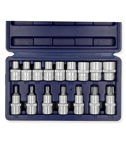 Juego de Bocallaves y Puntas Torx  [ 1/2"] (16 Pzs)