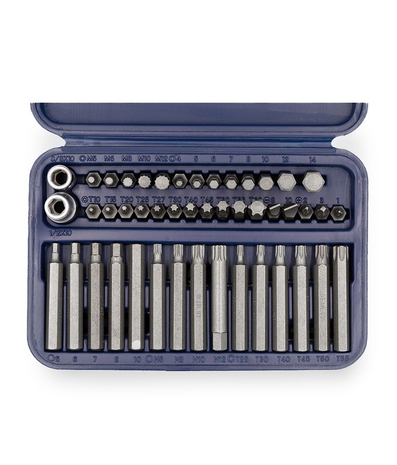 4180 - Juego de Puntas Torx, Hexagonal, Multiestria, Plano y Phillips -46 Pzs- - 01