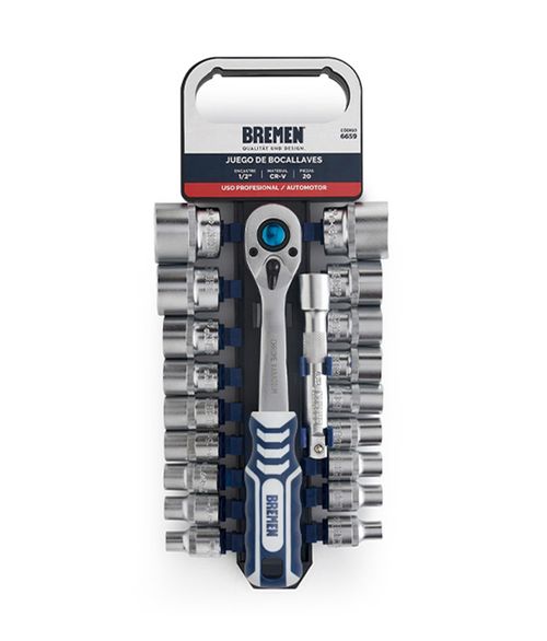 Juego de Bocallaves con Accesorios Portátil [1/2"] (20 Pzs)