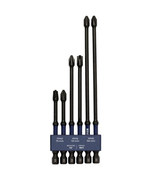 Juego de Puntas para Atornillador Alto Impacto [FPH2 - Encastre 1/4"] (6 Pzs)