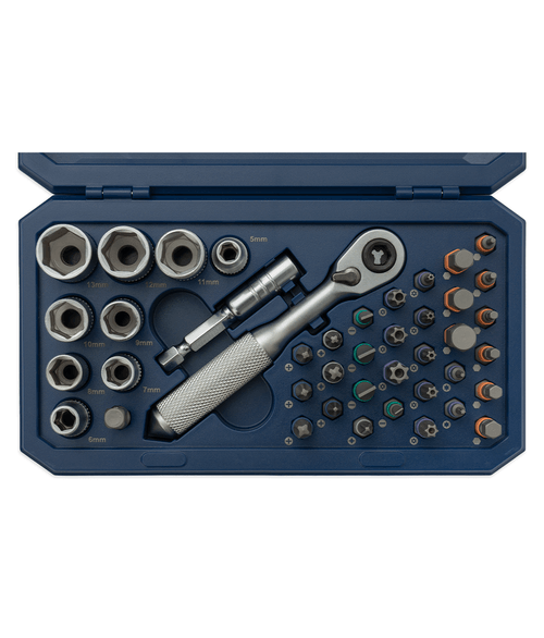 Juego de Llave Crique con Bocallaves y Puntas [Encastre 1/4"] (42 Pzs)