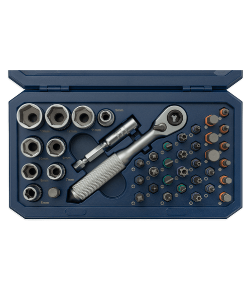 Juego de Llave Crique con Bocallaves y Puntas [Encastre 1/4"] (42 Pzs)