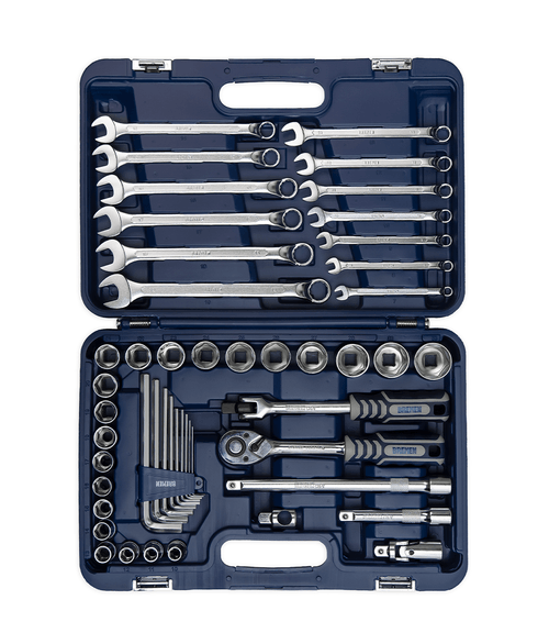 Juego de Bocallaves con Accesorios y Llaves Combinadas [Encastre 1/2"] (49 Pzs)